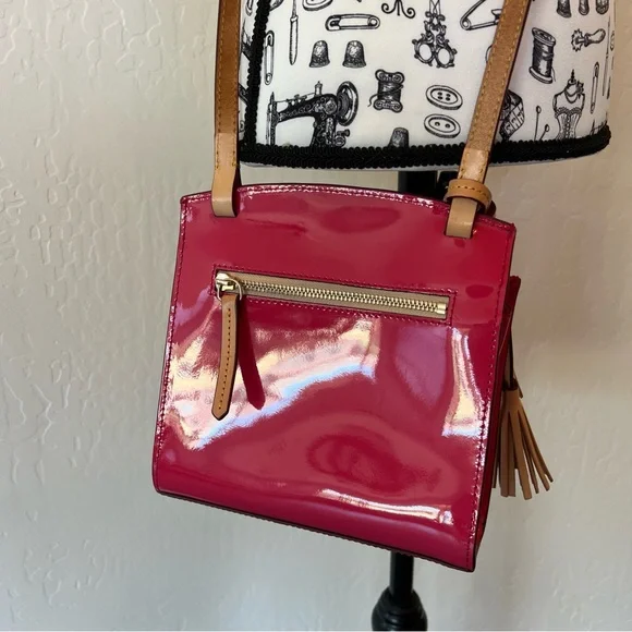 Dooney & Bourke Hot Pink Patent Leather Zip Crossbody Flap - Picture 3 of 16